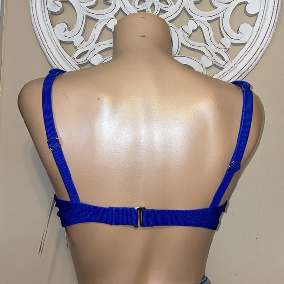 Wild Fable women’s bikini top D DD medium swim Blue ribbed solid underwire NWT - Picture 4 of 9